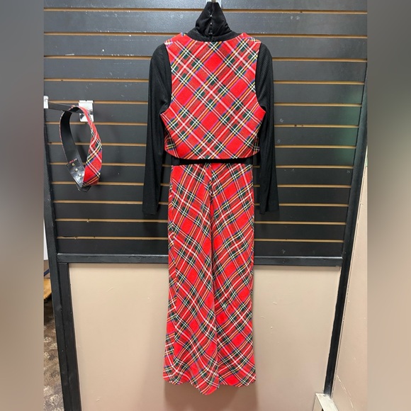 Vintage Alamor Plaid Maxi Dress Vest Belt XS/S - Picture 5 of 6